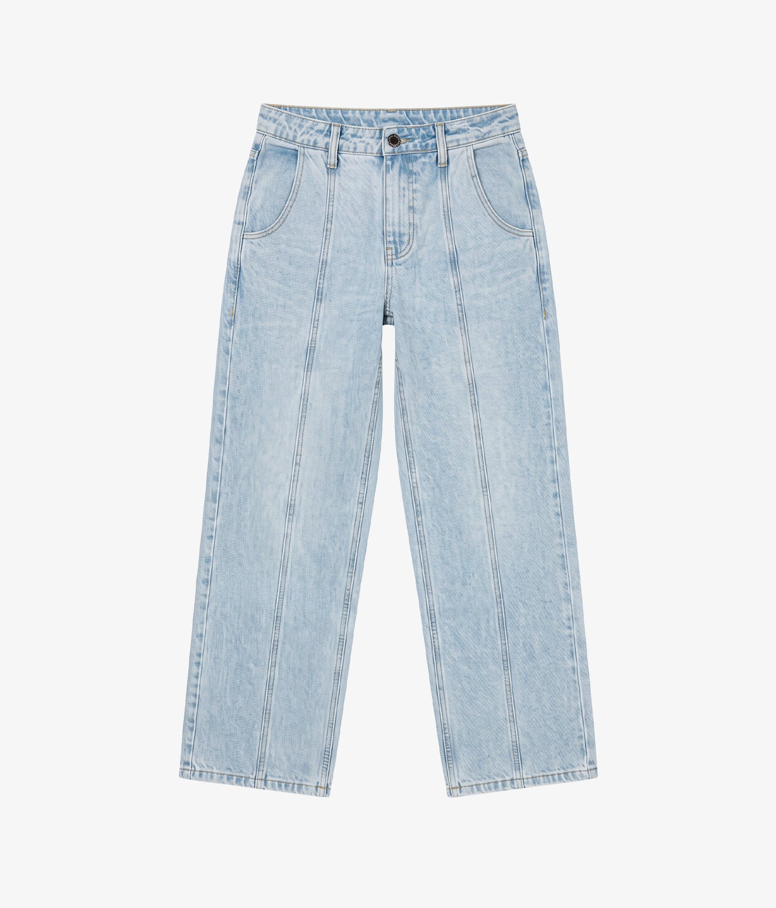 Pantalón tejano azul claro bicolor con botón