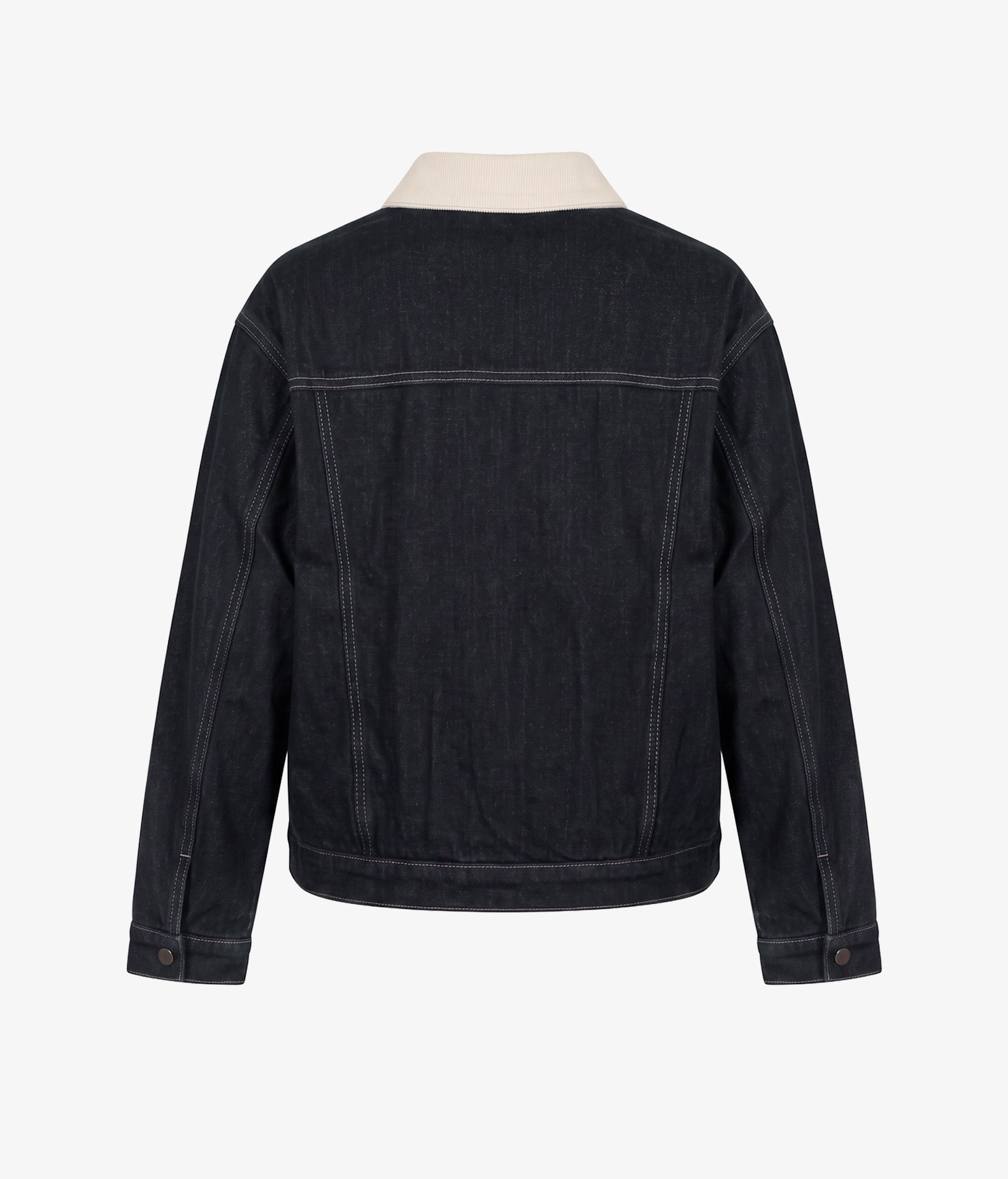 Chaqueta tejana azul con cuello de pana