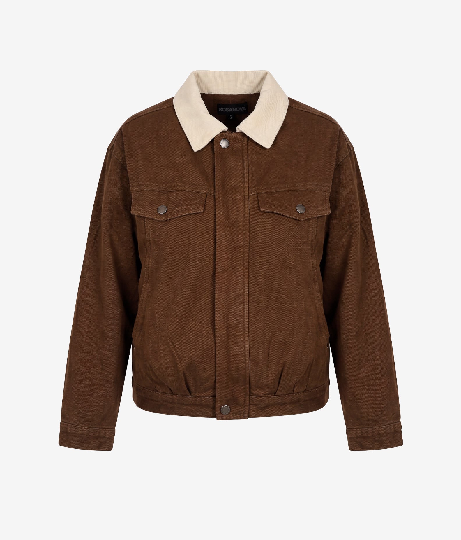 Chaqueta tejana marrón con cuello de pana