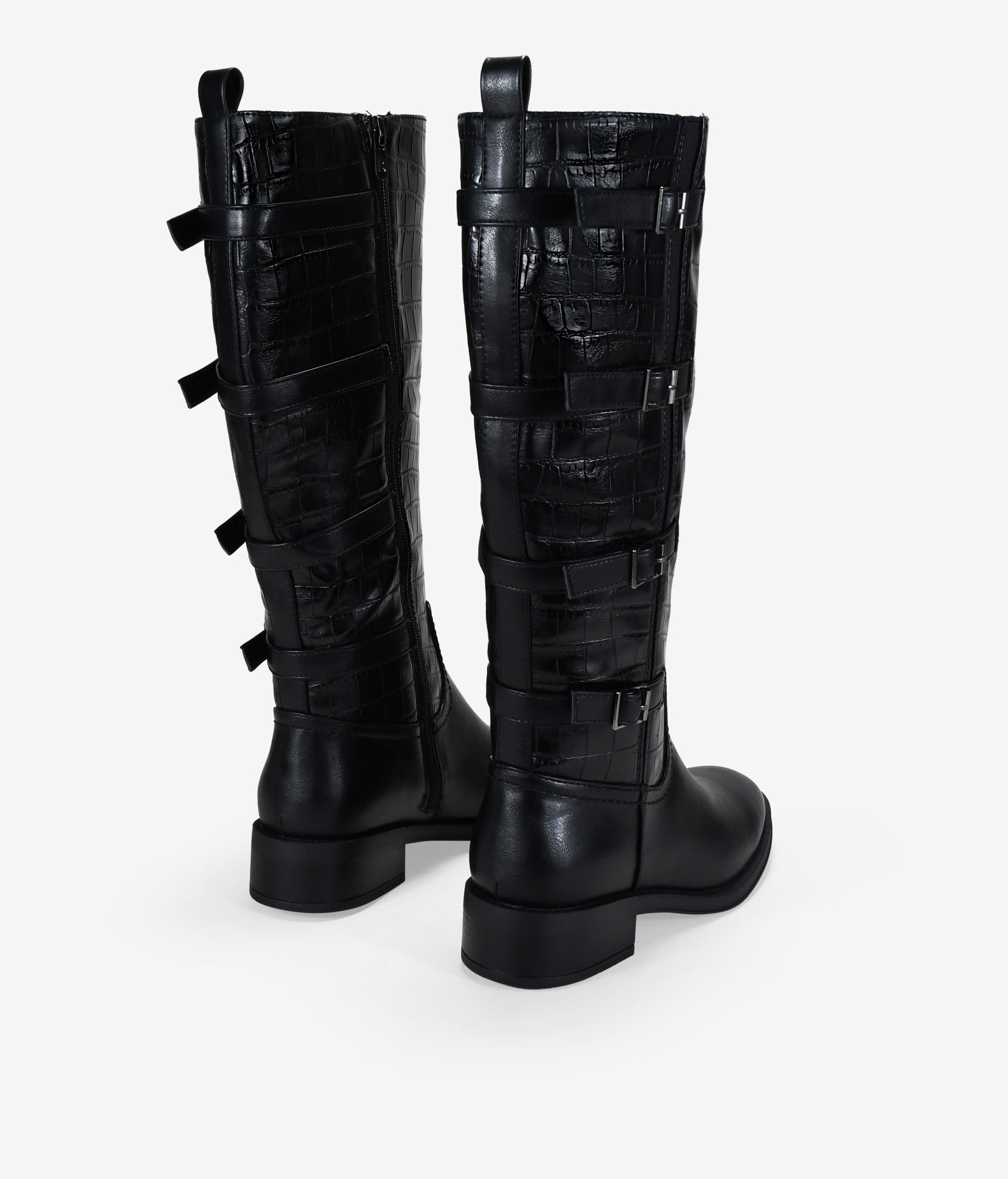 Black high boots with buckles
