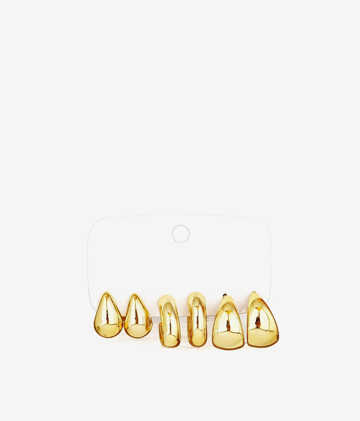 Pack pendientes minimalistas dorados