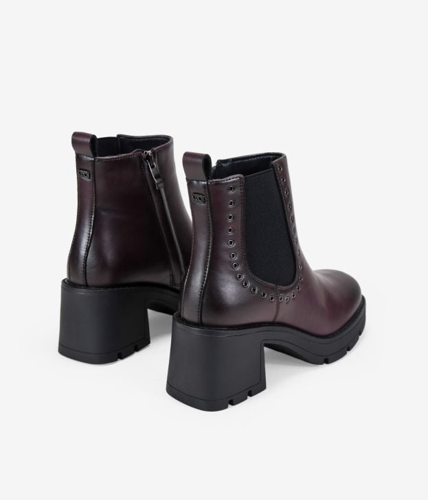 Burgunderrote Chelsea-Boots mit Nieten - Imagen 4