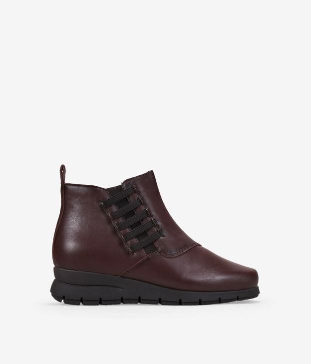 Botines de cuña marrones en piel - Imagen 1