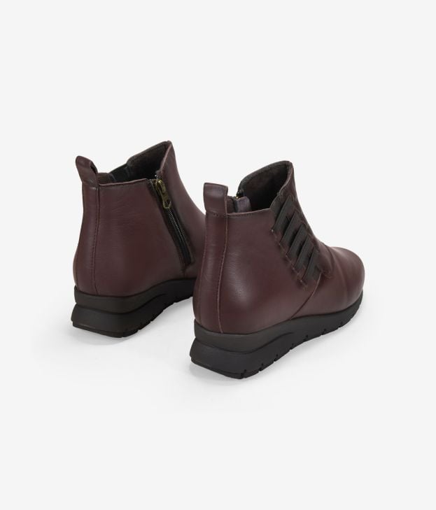 Botines de cuña marrones en piel - Imagen 3