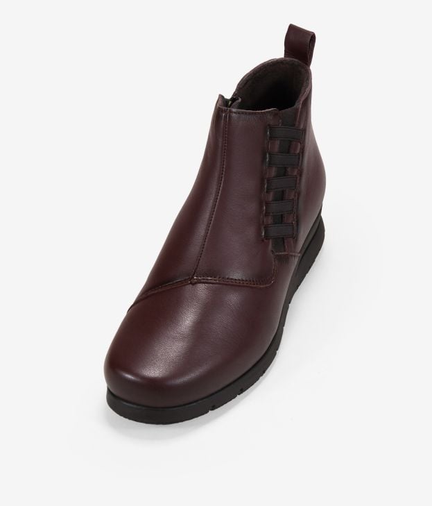 Botines de cuña marrones en piel - Imagen 4