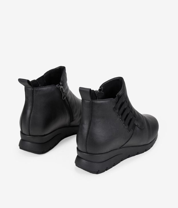 Botines de cuña negros con piel - Imagen 3