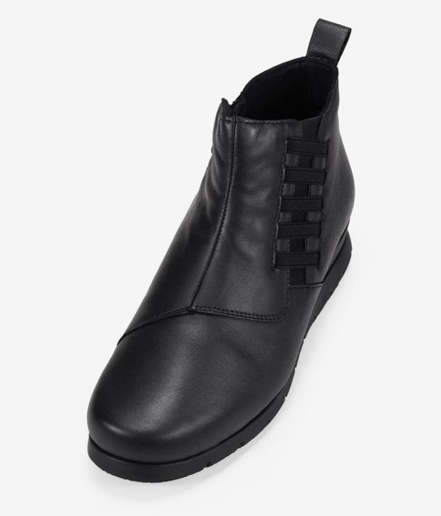 Botines de cuña negros con piel - Imagen 4
