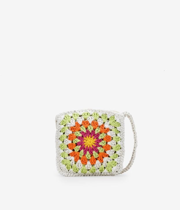 Bolso crochet pequeño verde y multicolor