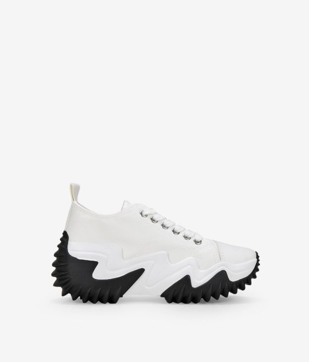 Zapatillas de tela blancas con plataforma y suela dentada - Imagen 2