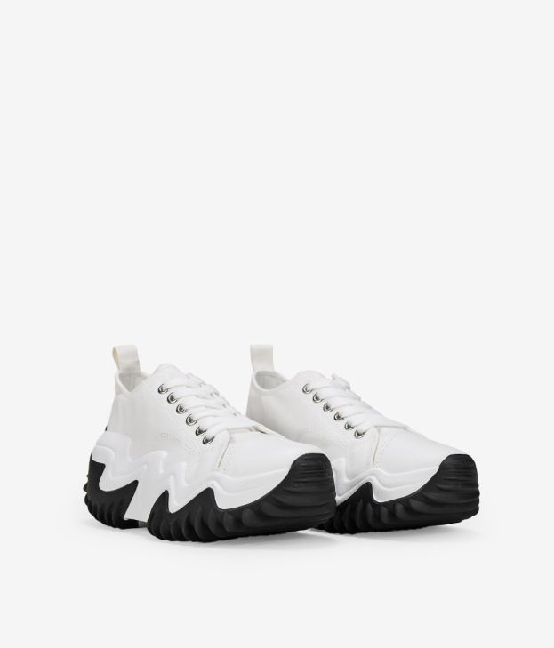 Zapatillas de tela blancas con plataforma y suela dentada - Imagen 3