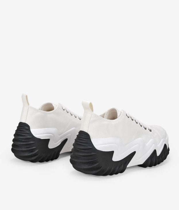 Zapatillas de tela blancas con plataforma y suela dentada - Imagen 4