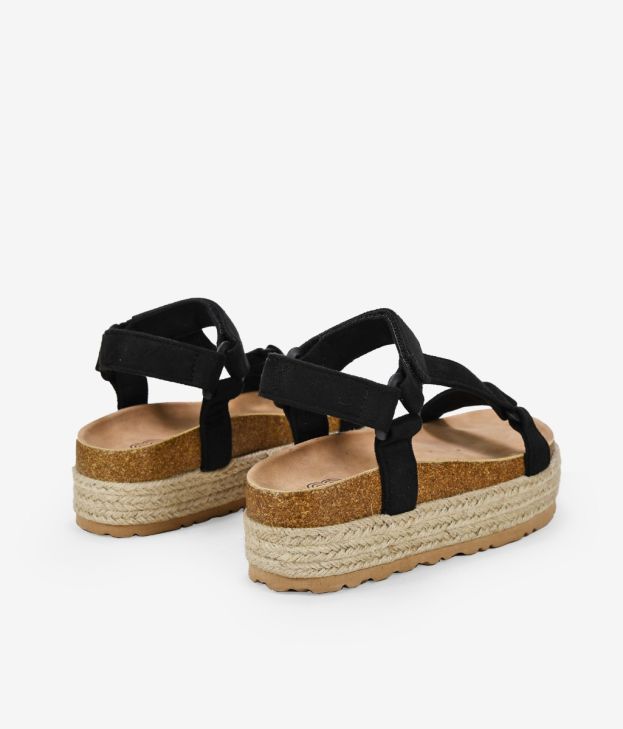 Sandali neri con erba sparto e velcro - Imagen 3