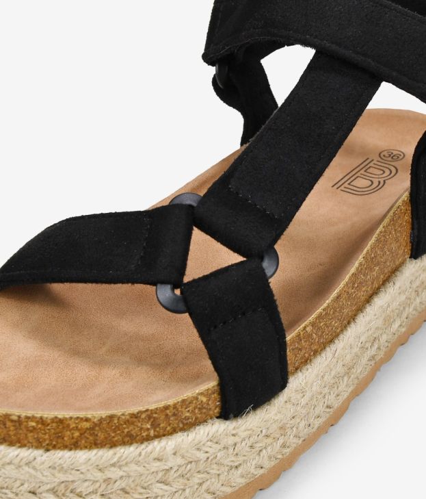 Sandali neri con erba sparto e velcro - Imagen 4