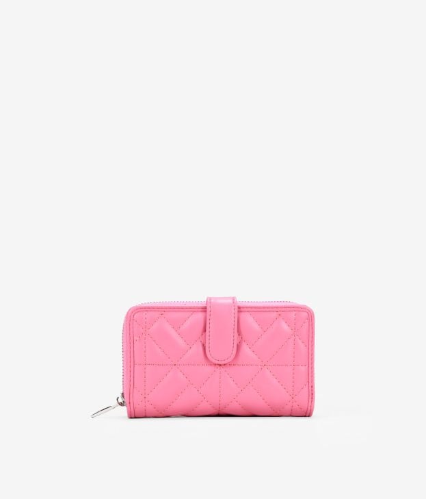 Medium pink wallet with zipper and button