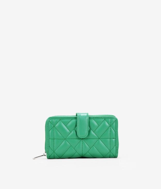 Medium green wallet with zipper and button