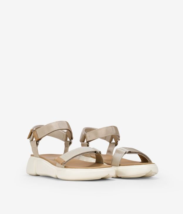 Sandali sportivi beige con velcro - Imagen 2