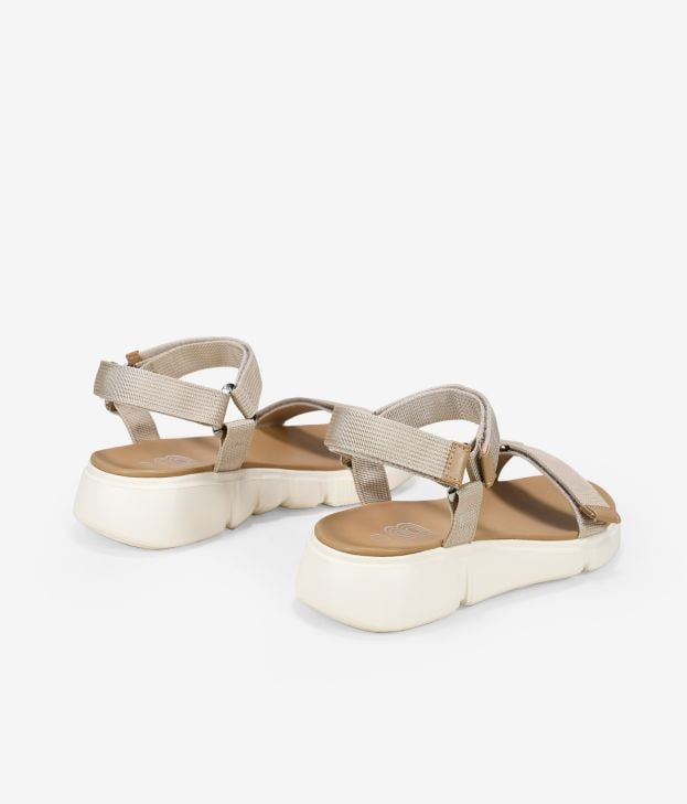 Sandali sportivi beige con velcro - Imagen 3