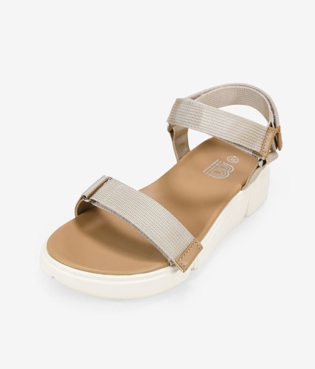Sandali sportivi beige con velcro - Imagen 4