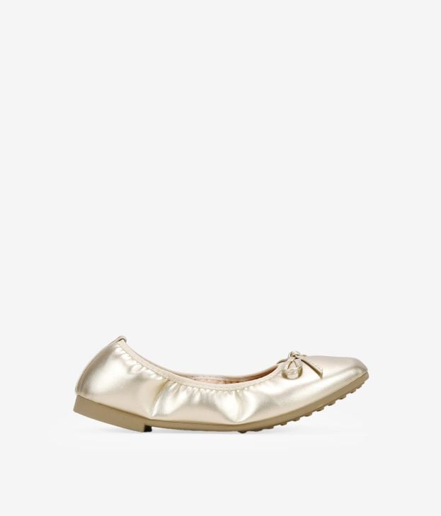 Gold flat ballerinas with bow