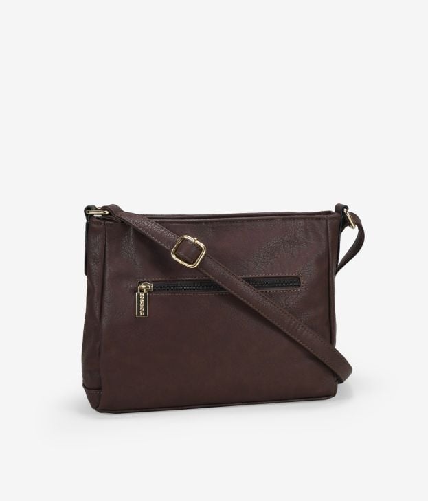 Borsa a tracolla marrone con cerniera - Imagen 3