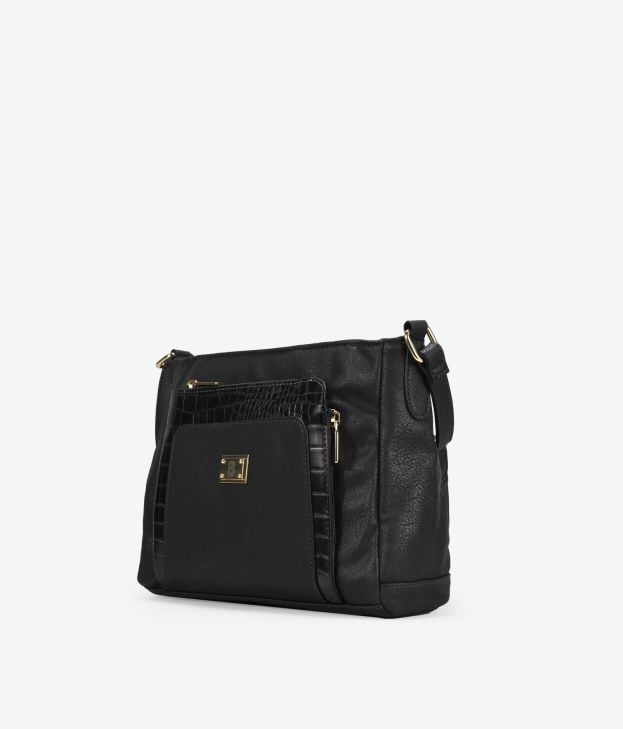 Borsa a tracolla nera con cerniera - Imagen 2