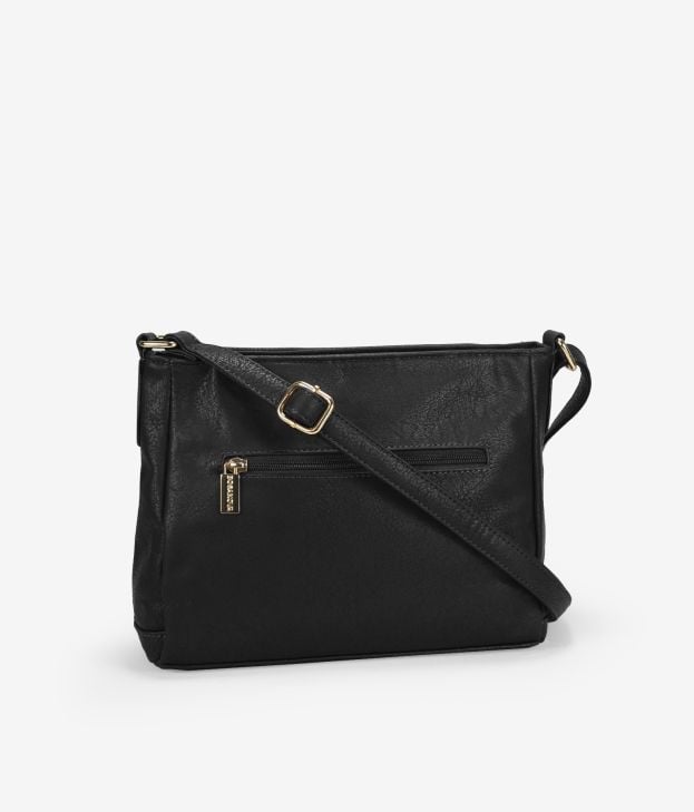 Borsa a tracolla nera con cerniera - Imagen 3