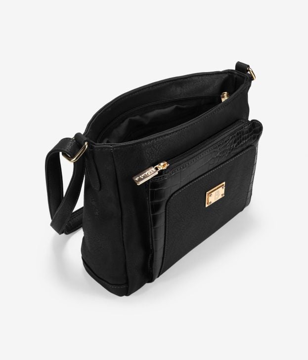 Borsa a tracolla nera con cerniera - Imagen 4
