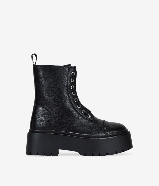 Botas militares negras con cremallera central | BOSANOVA | NEW
