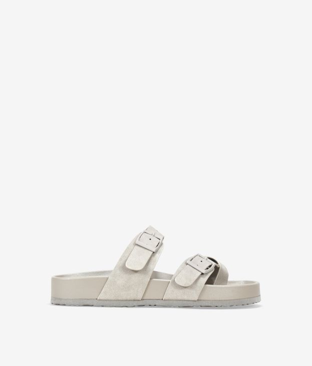 Sandali infradito beige con fibbie