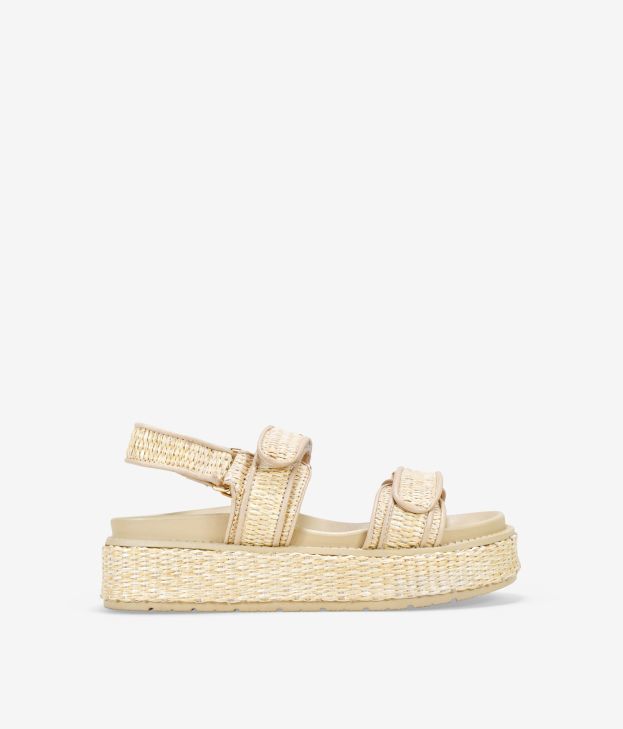 Sandalias plataforma beige en esparto