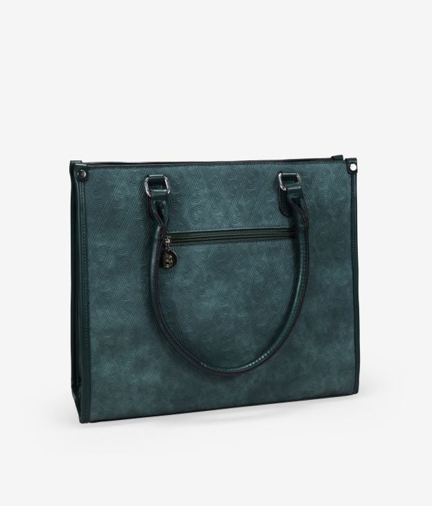 Borsa shopper verde con incisione B - Imagen 3