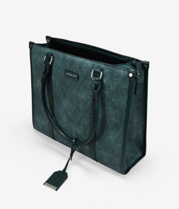 Borsa shopper verde con incisione B - Imagen 4