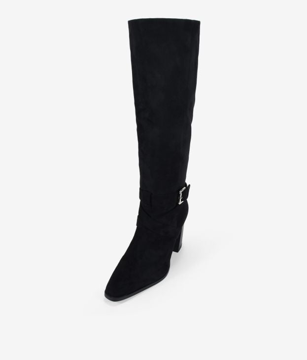 Botas altas negras de tacón con hebilla - Imagen 5