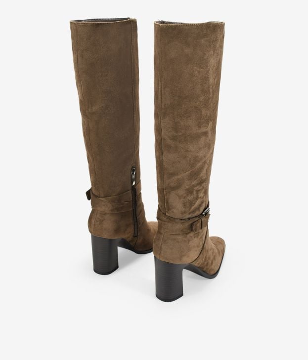 Botas altas visón de tacón con hebilla - Imagen 3