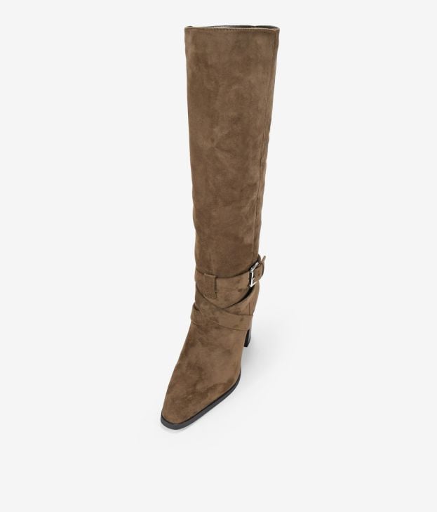 Botas altas visón de tacón con hebilla - Imagen 4