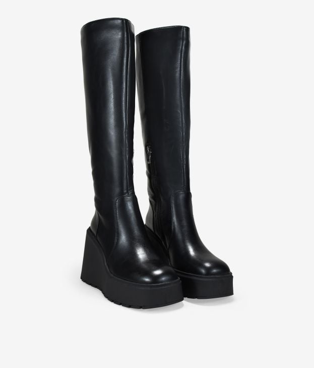 Botas altas negras con cuña - Imagen 2
