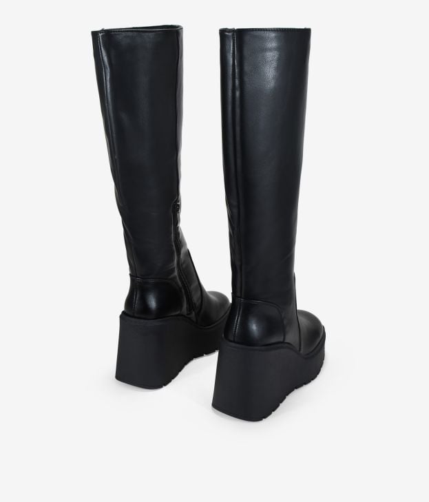 Botas altas negras con cuña - Imagen 3