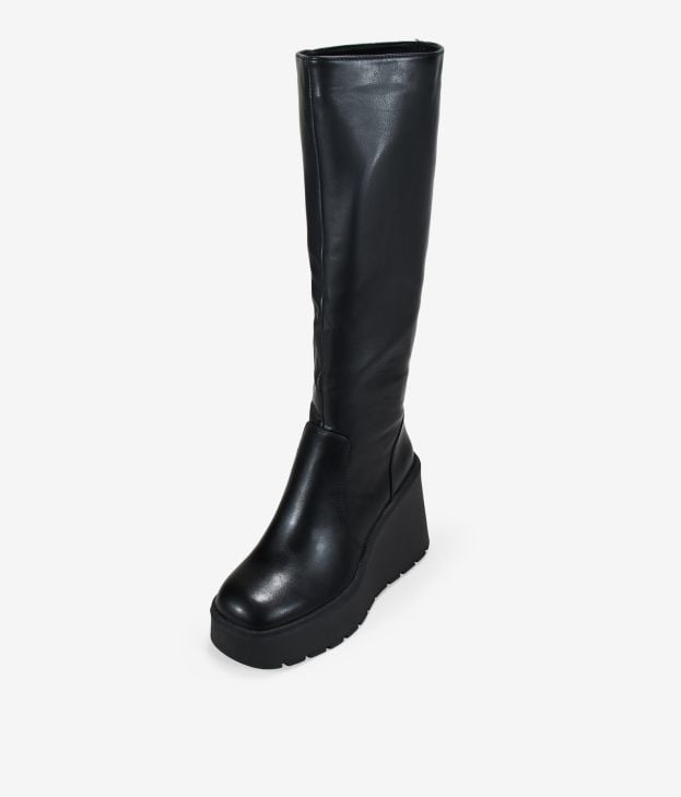 Botas altas negras con cuña - Imagen 4