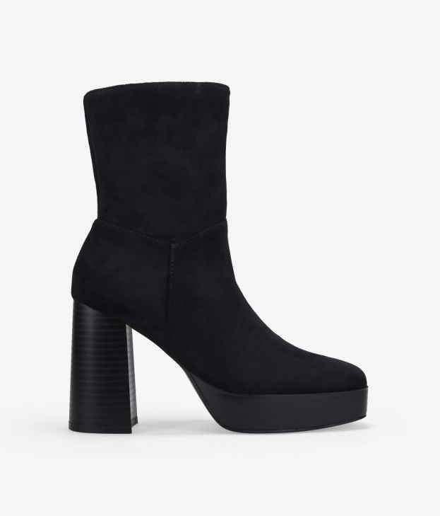 Botines de tacón negros en ante - Imagen 1