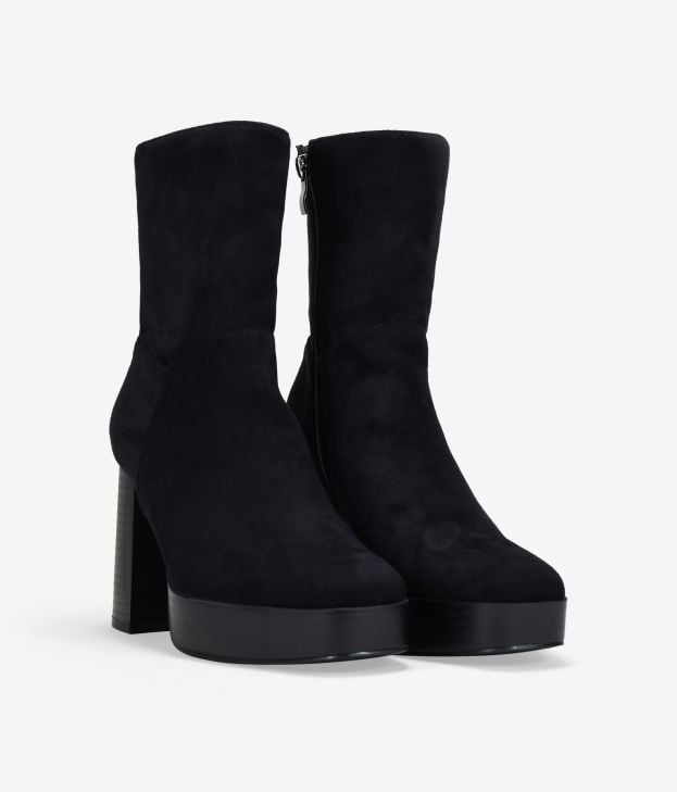 Botines de tacón negros en ante - Imagen 2