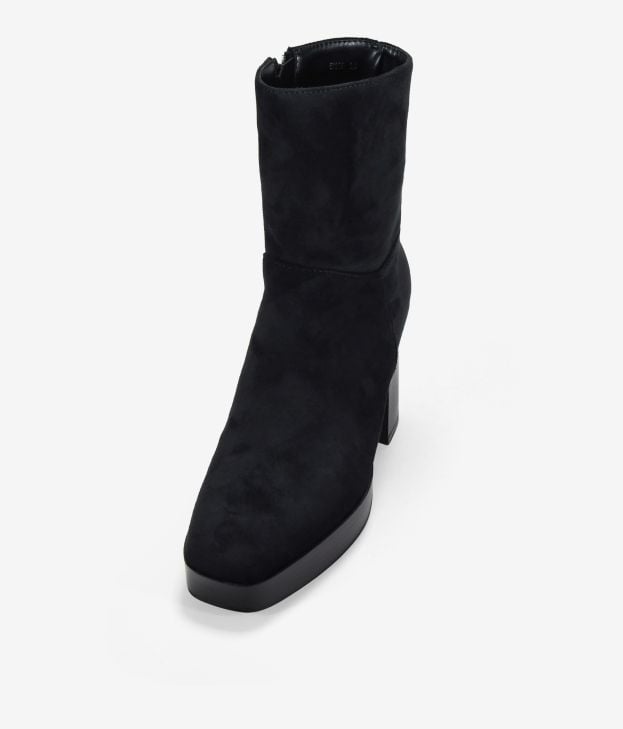 Botines de tacón negros en ante - Imagen 4
