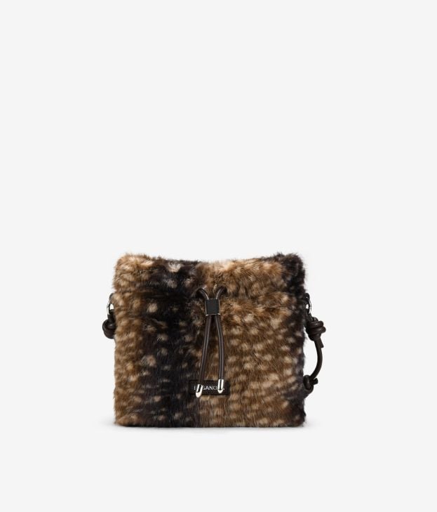 Bolso bandolera marrón en pelo - Imagen 1