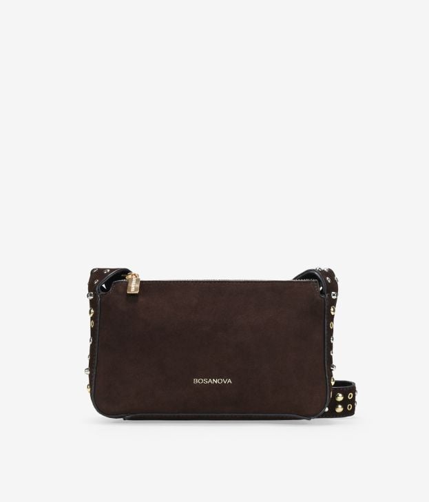 Bolso bandolera marrón en piel con tachas - Imagen 1