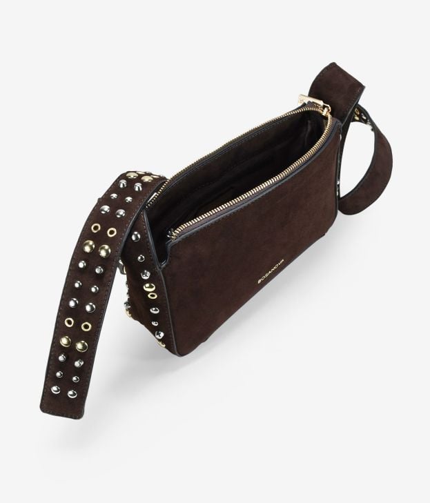 Bolso bandolera marrón en piel con tachas - Imagen 4