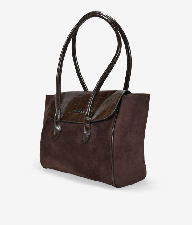 Bolso de hombro marrón con solapa - Imagen 2