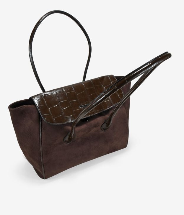 Bolso de hombro marrón con solapa - Imagen 4