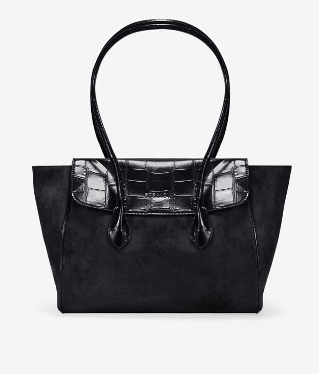 Bolso de hombro negro con solapa - Imagen 1