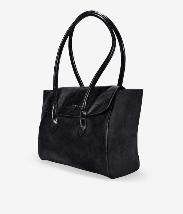 Bolso de hombro negro con solapa - Imagen 2