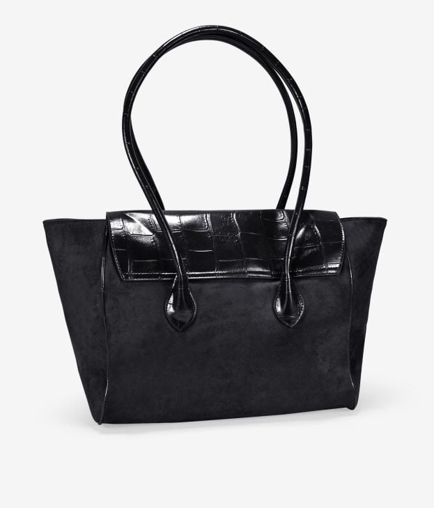Bolso de hombro negro con solapa - Imagen 3