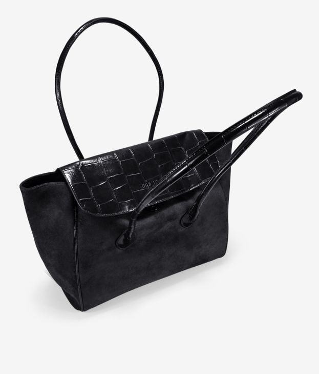 Bolso de hombro negro con solapa - Imagen 4